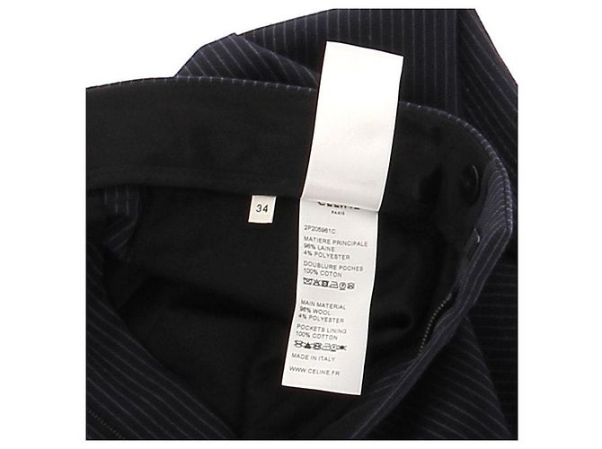 Pantalones Céline de lana azul marino a rayas - vista 6