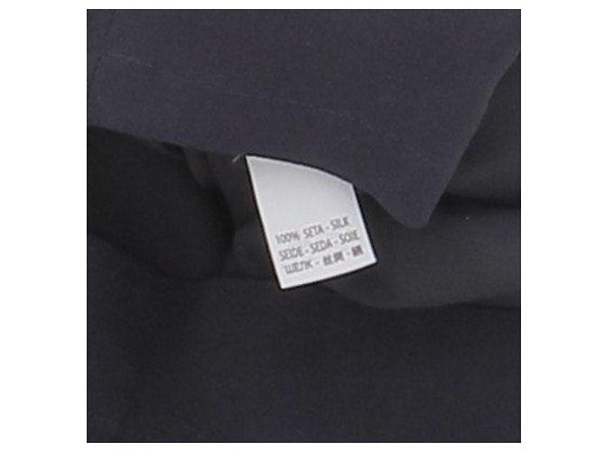 Vestido midi de seda azul marino Brunello Cucinelli con cuello de perlas - vista 6