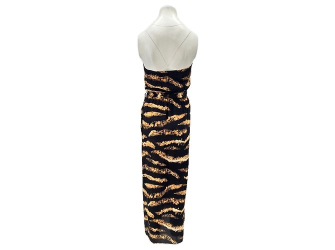 Autre Marque Vestido de seda con estampado de tigre Negro - vista 2
