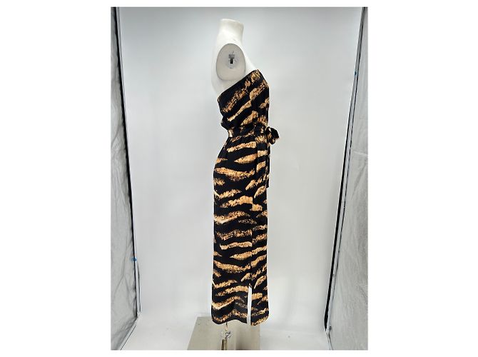 Autre Marque Vestido de seda con estampado de tigre Negro - vista 3