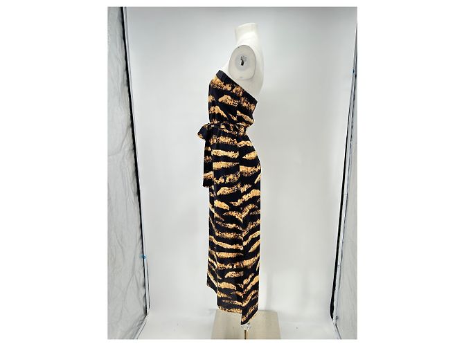 Autre Marque Vestido de seda con estampado de tigre Negro - vista 4