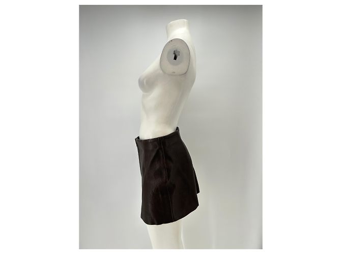 Autre Marque Falda de cuero marrón REMAIN Castaño - vista 4