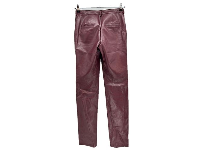Autre Marque Pantalón de cuero sintético burdeos - vista 2