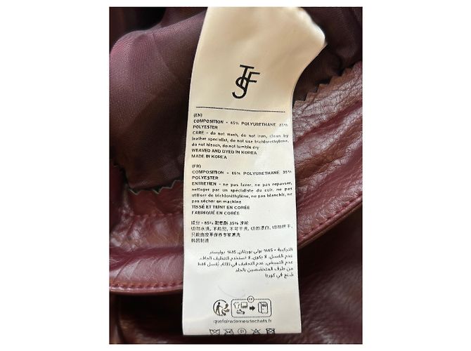 Autre Marque Pantalón de cuero sintético burdeos - vista 5