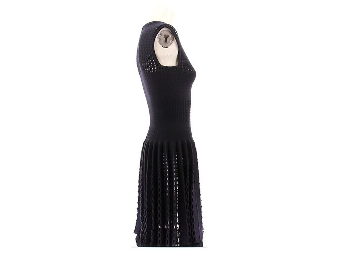 Abito senza maniche in lana blu navy Alaïa - vista 3