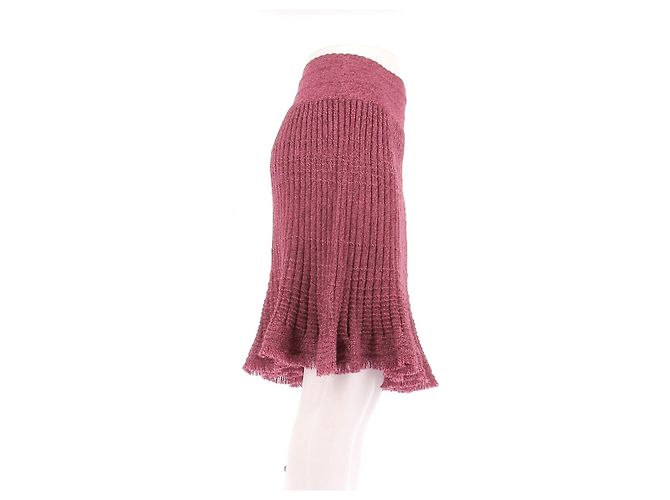 Autre Marque Falda midi de lana rosa MOLLI - vista 3