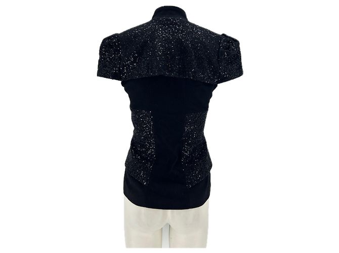 Autre Marque Top LYUBOV in lana nera con paillettes e zip Nero - vista 2