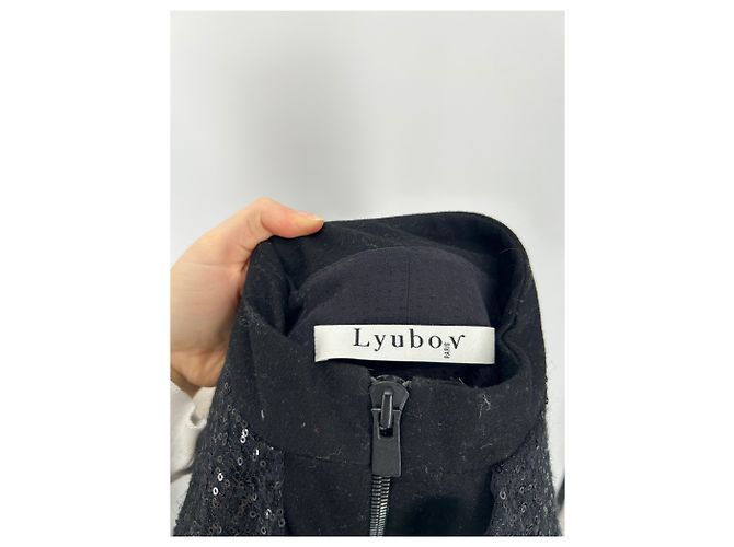 Autre Marque Top LYUBOV in lana nera con paillettes e zip Nero - vista 5