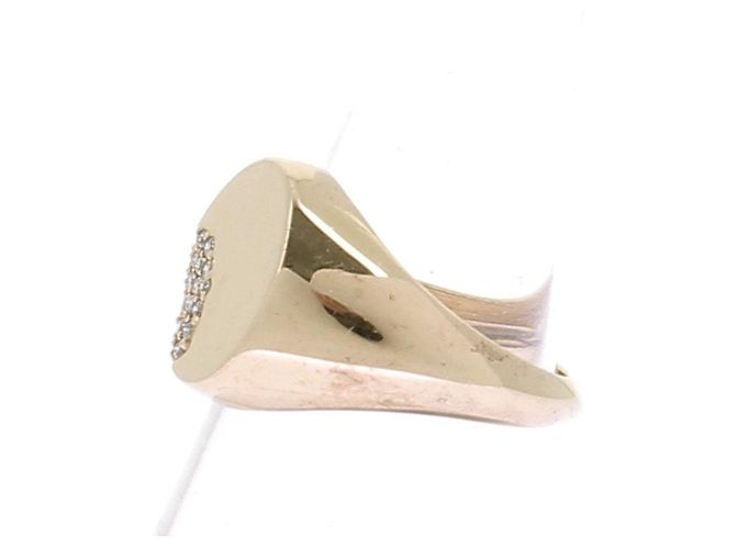 Autre Marque 14-karat solid gold signet ring with diamonds Golden - view 4