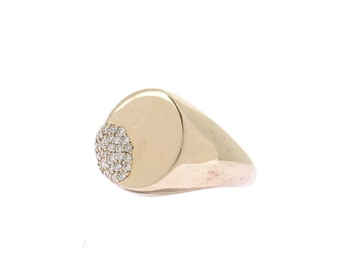 Autre Marque 14-karat solid gold signet ring with diamonds Golden - view 5