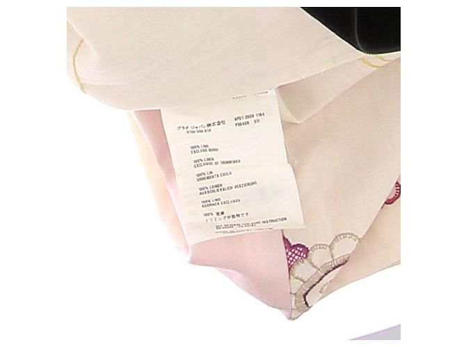Vestido Prada crema con bordado rosa Beige - vista 9