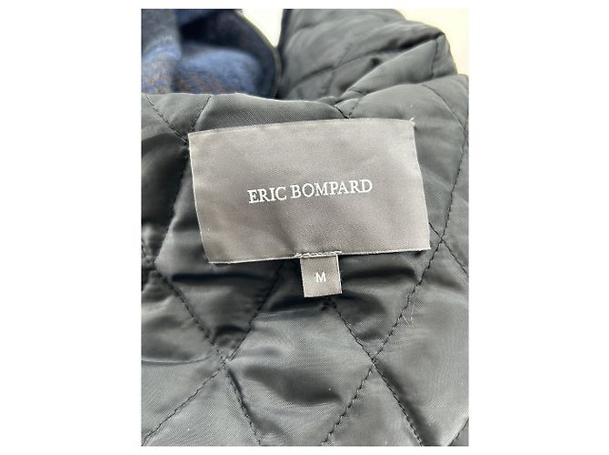 Eric Bompard checked wool jacket with hood blue - view 5