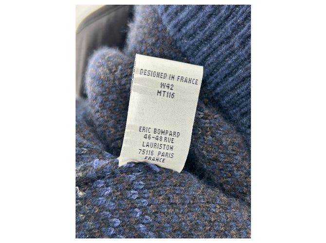 Eric Bompard checked wool jacket with hood blue - view 7