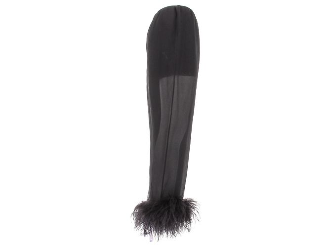 Prada Pantalones de Seda y Plumas Negro - vista 3
