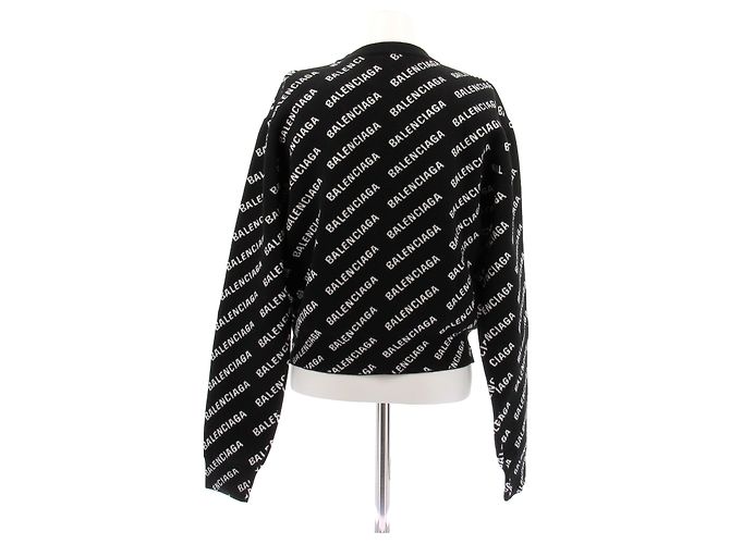 Balenciaga Schwarzer Logo Pullover aus Baumwolle M - Ansicht 2