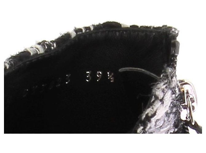 Chanel Stivali in tweed nero e bianco - vista 8