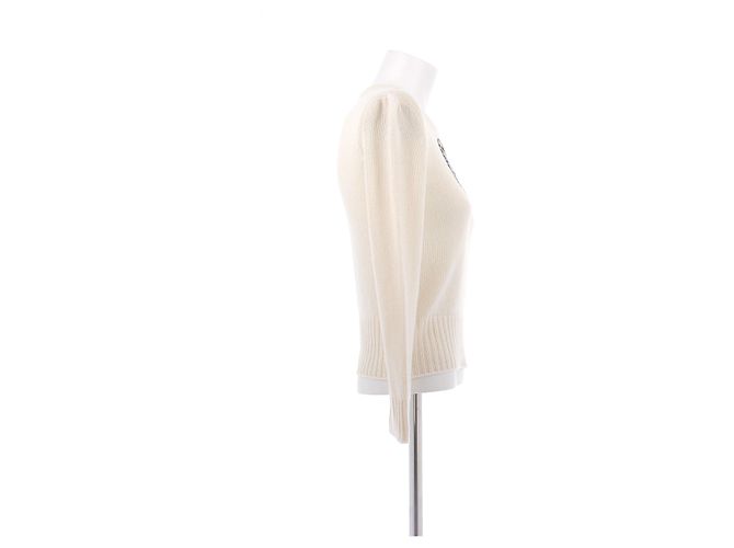 Christian Dior Cremefarbener Pullover mit Herzmotiv aus Kaschmir Beige - Ansicht 3