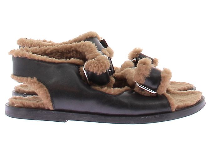 Autre Marque Sandali in pelle nera foderati in marrone Nero - vista 2