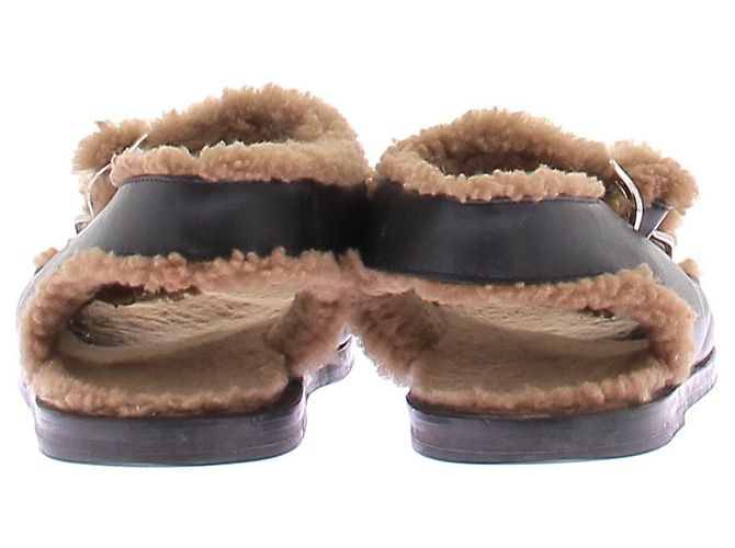 Autre Marque Sandali in pelle nera foderati in marrone Nero - vista 5