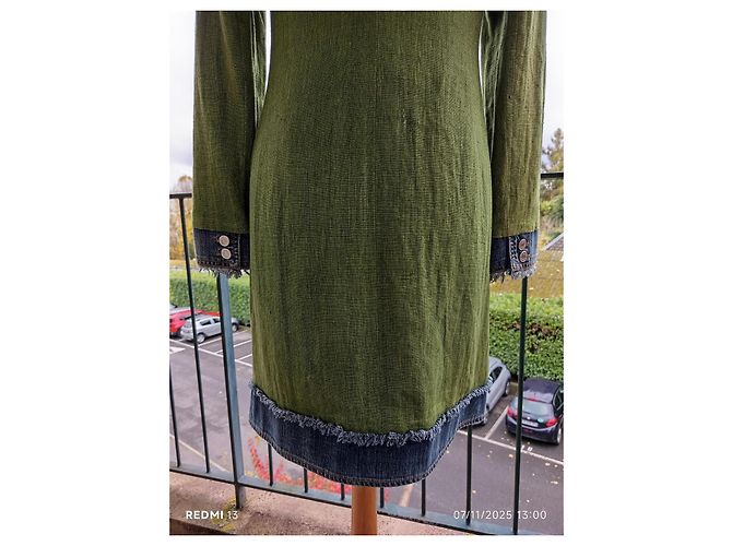 Cappotto Dolce & Gabbana in lino e cotone blu e verde - vista 10