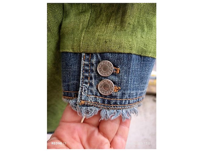 Cappotto Dolce & Gabbana in lino e cotone blu e verde - vista 11