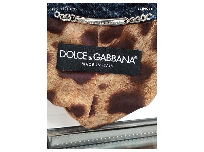 Cappotto Dolce & Gabbana in lino e cotone blu e verde - vista 13