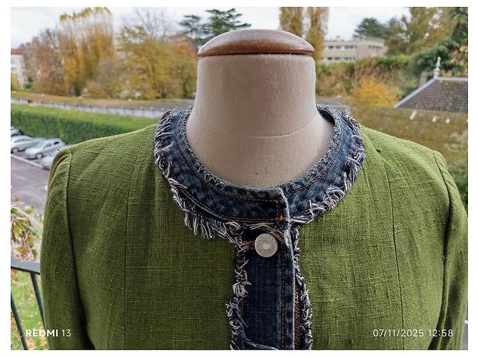 Cappotto Dolce & Gabbana in lino e cotone blu e verde - vista 3
