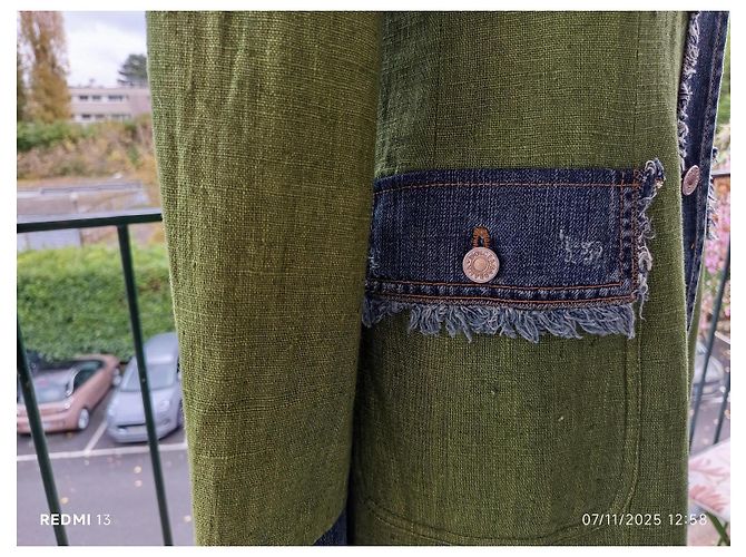 Cappotto Dolce & Gabbana in lino e cotone blu e verde - vista 4