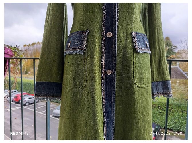 Cappotto Dolce & Gabbana in lino e cotone blu e verde - vista 5