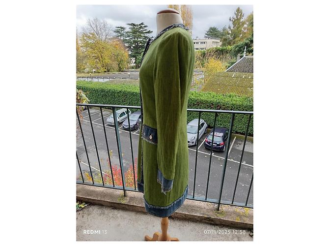 Cappotto Dolce & Gabbana in lino e cotone blu e verde - vista 8