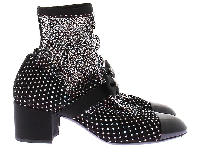 Chanel Botines de tacón de malla Negro - vista 2