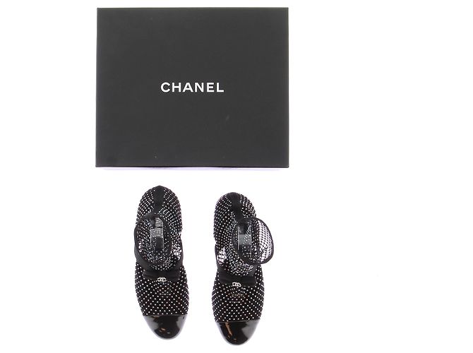 Chanel Botines de tacón de malla Negro - vista 8