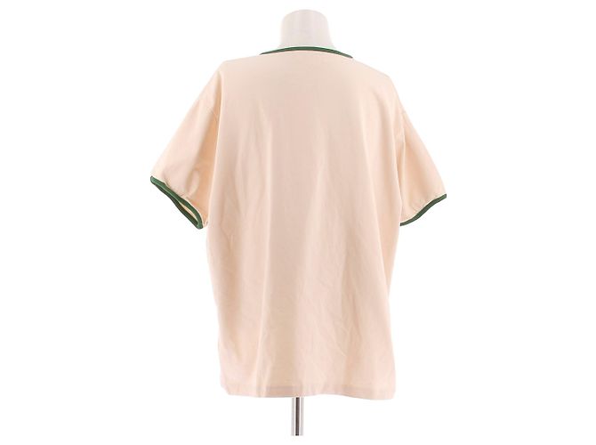 Autre Marque Camiseta crema con estampado de flores y cuello verde Beige - vista 2