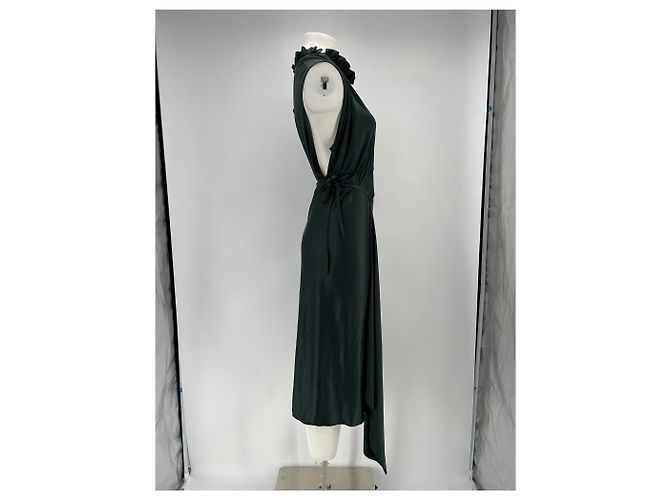 Autre Marque DEMNA GVASALIA Ärmelloses Seidenmaxikleid Khaki - Ansicht 3