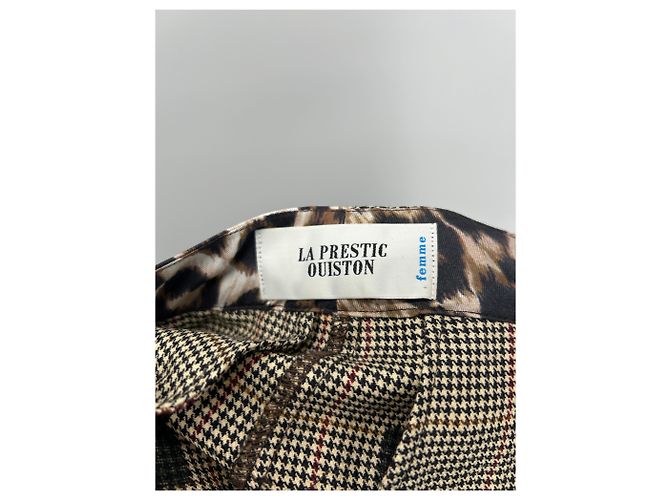 La Prestic Ouiston Karierte und Leoparden-Hosen aus Wolle und Seide Braun - Ansicht 3