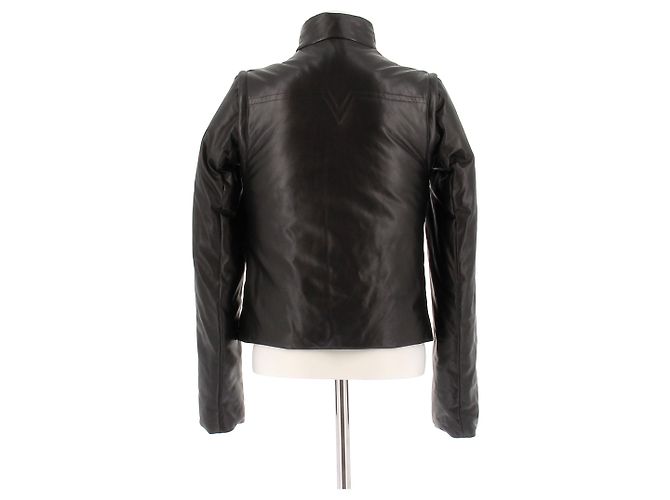 Louis Vuitton Schwarze Lederjacke mit abnehmbaren Ärmeln - Ansicht 2