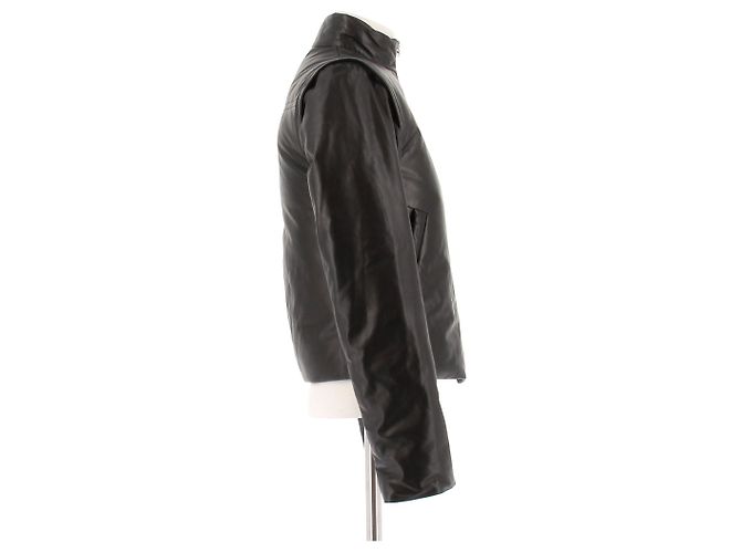 Louis Vuitton Schwarze Lederjacke mit abnehmbaren Ärmeln - Ansicht 3