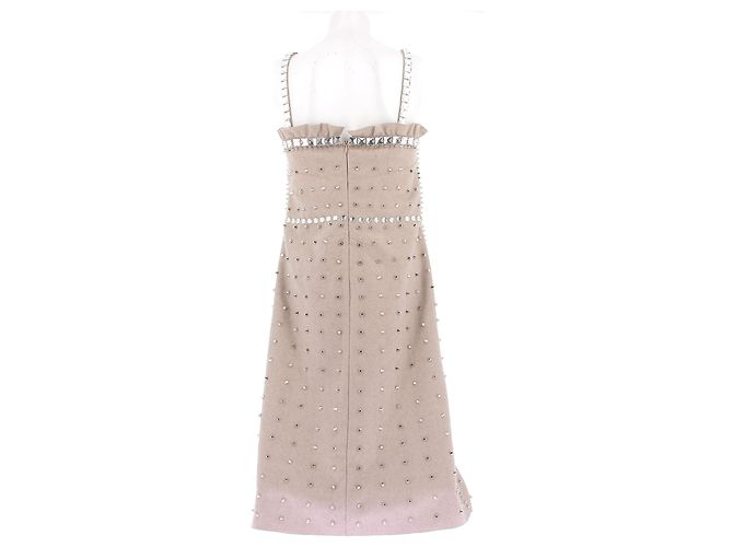 Miu Miu Vestido de lana con adornos Beige - vista 2