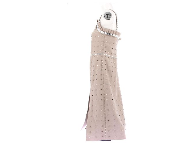Miu Miu Vestido de lana con adornos Beige - vista 4