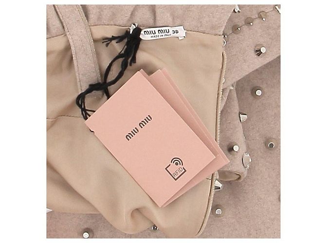 Miu Miu Vestido de lana con adornos Beige - vista 5