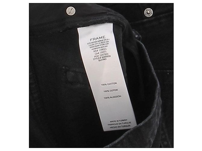 Frame Denim Falda larga de mezclilla negra Frame de algodón Talla 26 Negro - vista 6