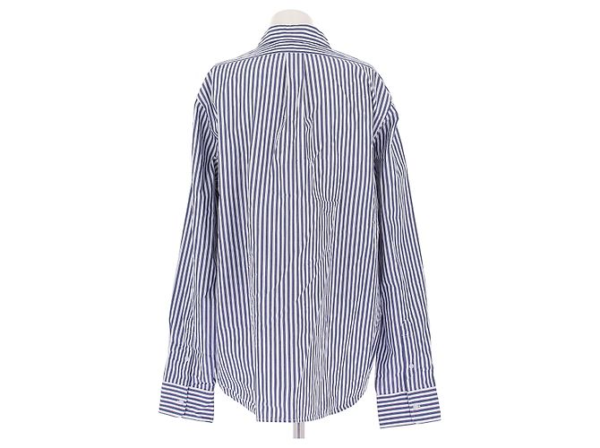 Autre Marque Camisa de algodón a rayas azul y blanco RÉALISATION L - vista 2