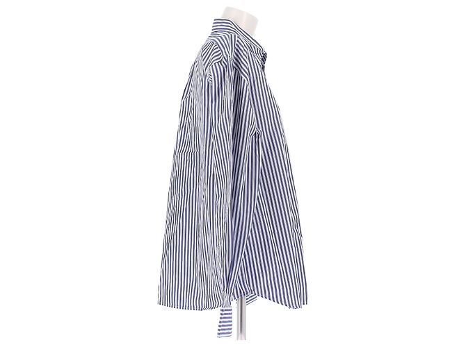 Autre Marque Camisa de algodón a rayas azul y blanco RÉALISATION L - vista 3