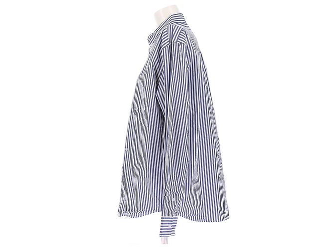 Autre Marque Camisa de algodón a rayas azul y blanco RÉALISATION L - vista 4