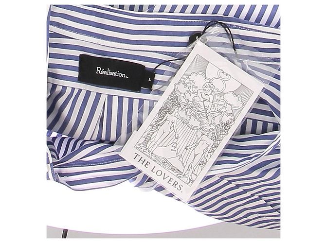 Autre Marque Camisa de algodón a rayas azul y blanco RÉALISATION L - vista 5