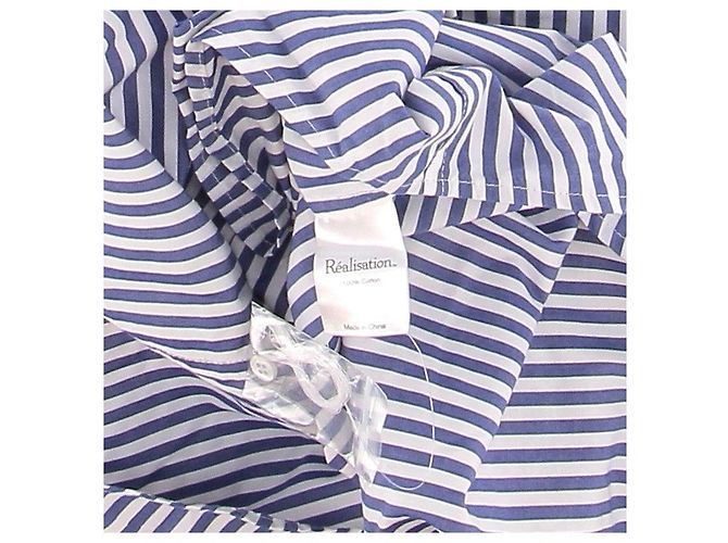 Autre Marque Camisa de algodón a rayas azul y blanco RÉALISATION L - vista 6