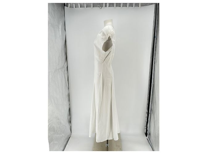 Autre Marque Vestido largo blanco de algodón con escote en V FREDRIC - vista 4