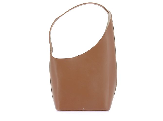 Autre Marque Borsa Tote "Demi lune" in pelle Cammello - vista 2