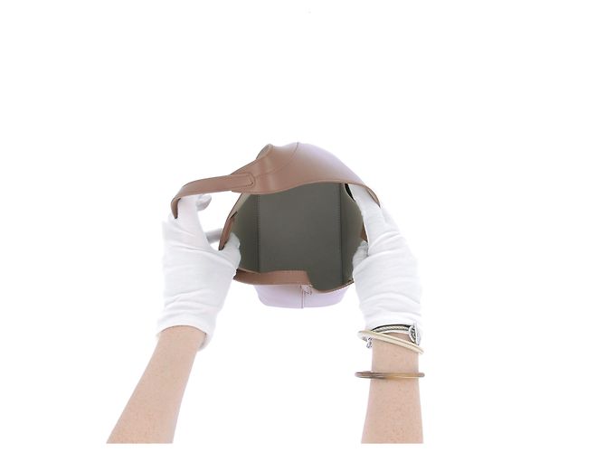 Autre Marque Borsa Tote "Demi lune" in pelle Cammello - vista 6