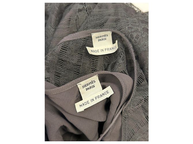 Vestido maxi de encaje negro Hermès con cinturón de cuero - vista 5